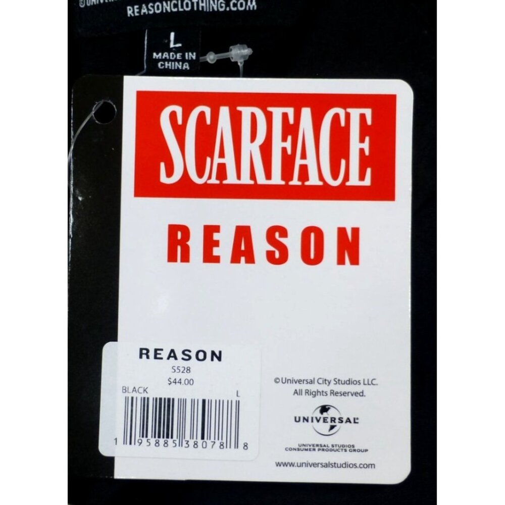 Scarface Reason Men Shirt LRG Black All Over Print Retro Movie Short Sleeve NWT - Picture 4 of 10